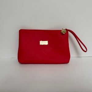 Shiseido Bright Red Woven Wristlet Pouch